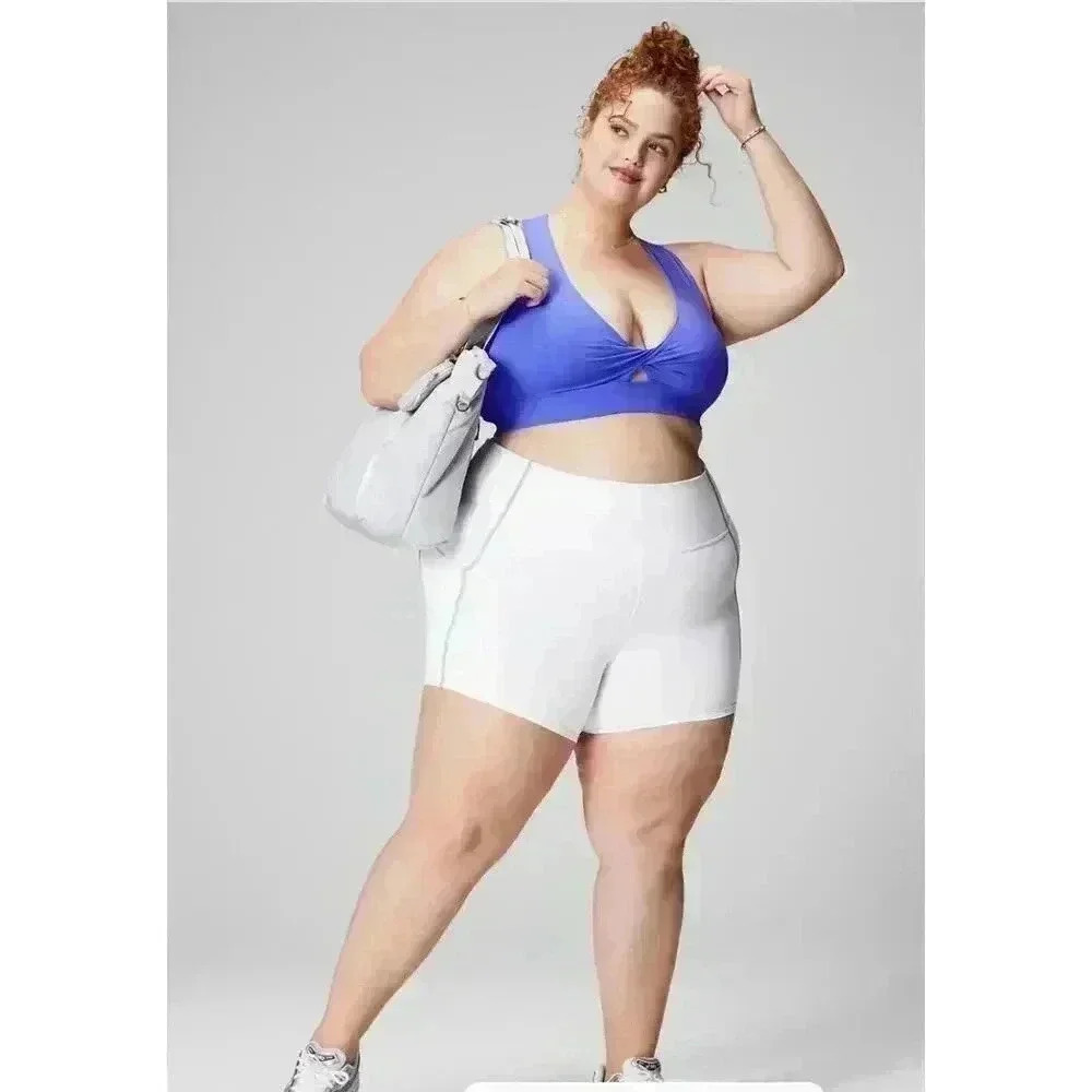 Fabletics White Oasis PureLuxe High Waisted Shorts, XXL